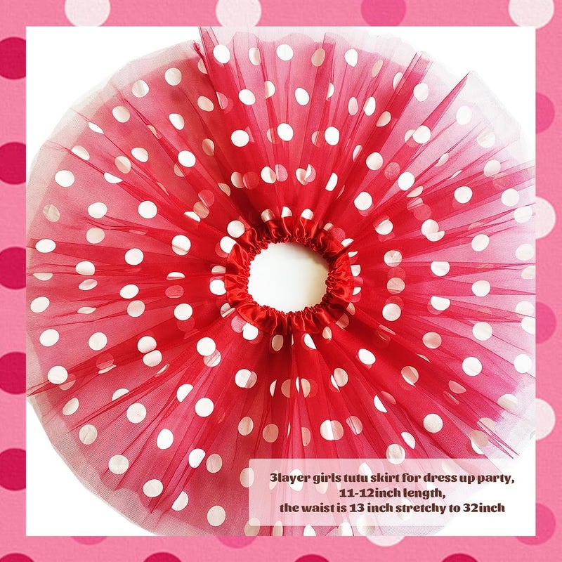WINROLA Girls' Polka Dot Tutu Glitter Ballet 3 Layer Tulle Dance Skirt Mouse Little Girls 3-8Y Costume Dress Up Tutu - Image 2